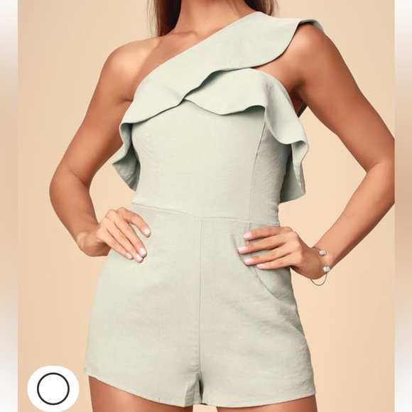 Sage green one shoulder romper - Picture 4 of 4